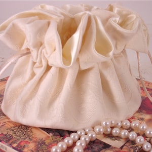 Cottage Country Winter Cream Jewelry Pouch for Travel, Home Use or Bride to Be