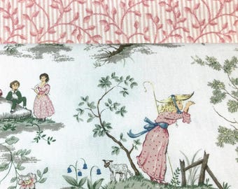 Nursery Rhyme Toile Baby Tote Bag, Diaper Storage, Pink Trim Design your own