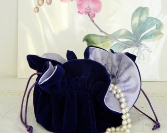 Purple Velvet Jewelry Pouch for Travel or Home Use