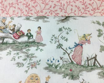 Nursery Rhyme Toile Baby Tote Bag, Diaper Storage, Pink Trim Design your own