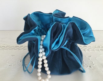 Teal Velvet Jewelry Pouch Tourquoise