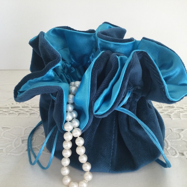 Teal Velvet Jewelry Pouch Tourquoise