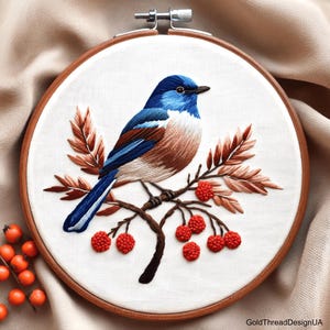 Bird on a branch Embroidery Digital Pattern, Beginner embroidery PDF Template, DIY Crafting, Modern hand embroidery pattern, home decor