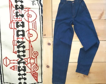 Vaqueros Vintage // 70s 80s CHEMIN DE FER Pantalones de mezclilla oscuro de cintura alta // 26" cintura