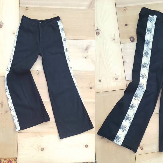 Vintage RONCELLI Pants // Vtg 1970s Black + White