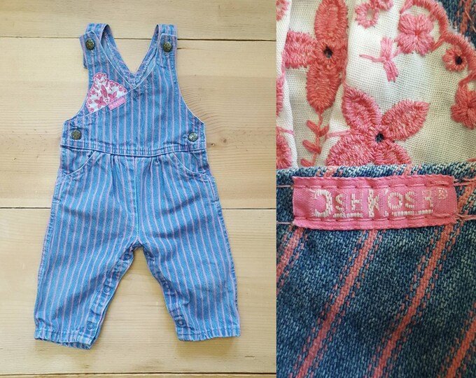 Vintage Oshkosh Baby Overalls // Made in the USA Distressed Denim