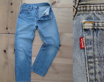 Vintage 80s LEVI'S 501 Jeans Hechos en los EE.UU. con Beautiful Fade // 27" cintura / talla 25