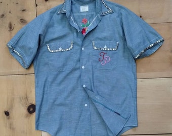 80s BIGMAC SHORT SLEEVE CHAMBRAY SHIRT Vintage 1980's Big