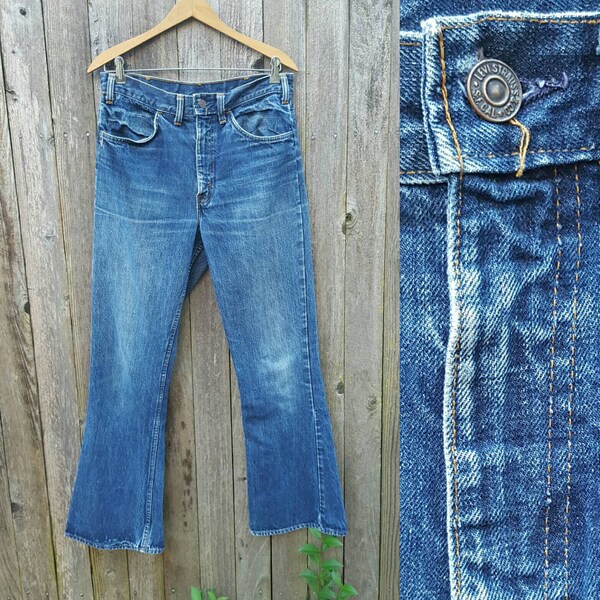 Vintage Levi's Jeans //  Vtg Levis 70s Levis 646 Distressed Indigo Denim Flares //  32" waist