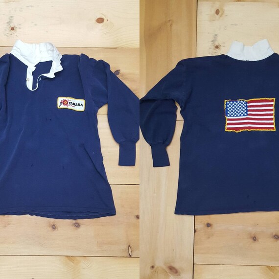 Vintage YAMAHA Distressed Threadbare Rugby Shirt Gem