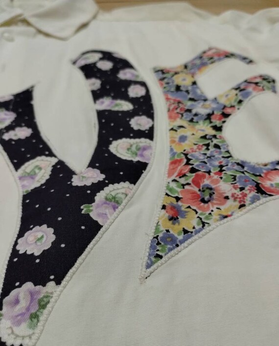 Vintage 1990s Patchwork LOVE Oversized Button Fro… - image 4