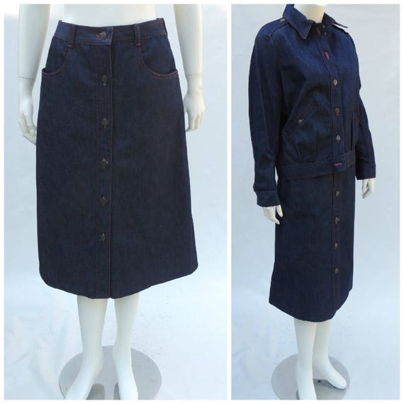 Vintage Denim Skirt  // Vtg 1980s HALSTON III But… - image 6