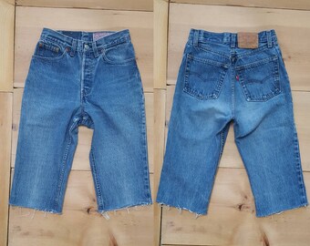 Vintage Levi's Cut Offs  //  Vtg 80s Levis 501 for Junior Women Distressed Denim Shorts Made in USA  //  26" waist