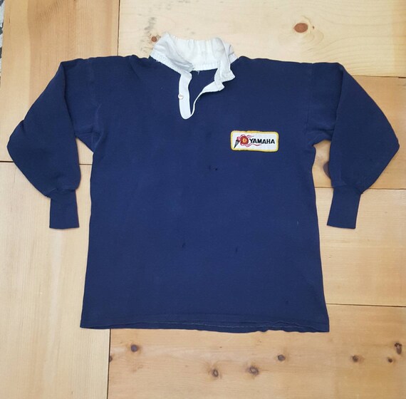 Vintage YAMAHA Distressed Threadbare Rugby Shirt Gem