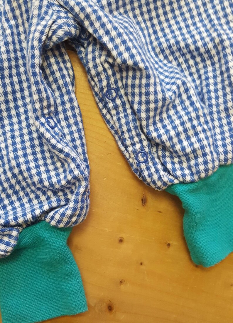 Vintage Gymboree Overalls Vtg Distressed Blue White Check Color Block Baby Bibs infant child size