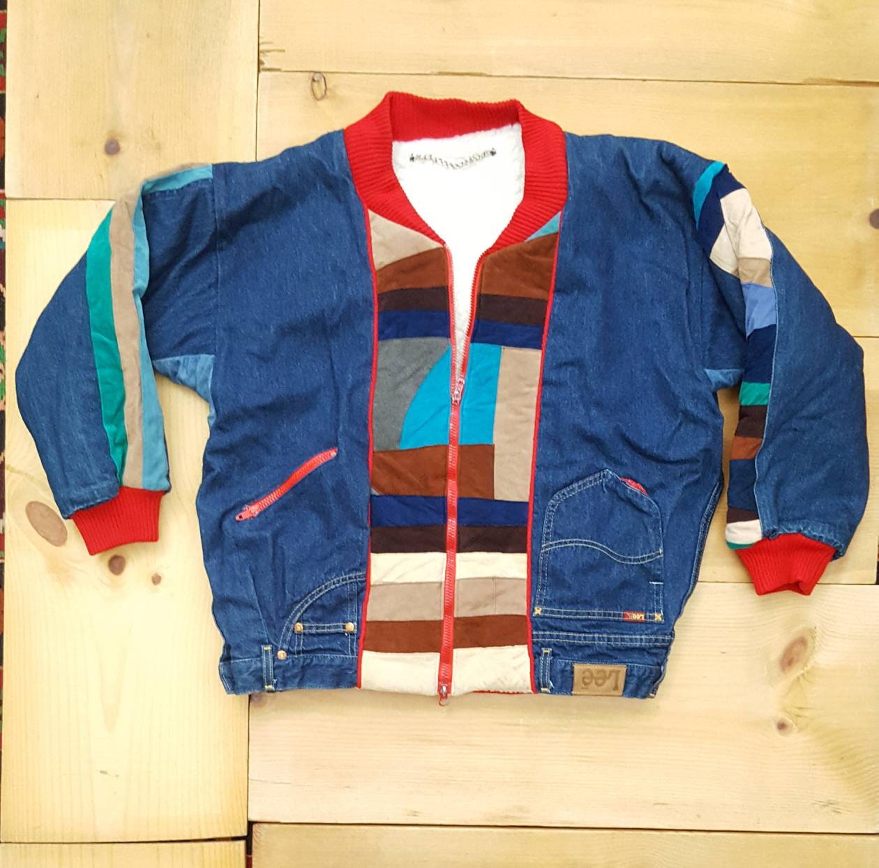 Vintage Patchwork Jacket // Vtg Lee Jeans Denim + Quilted