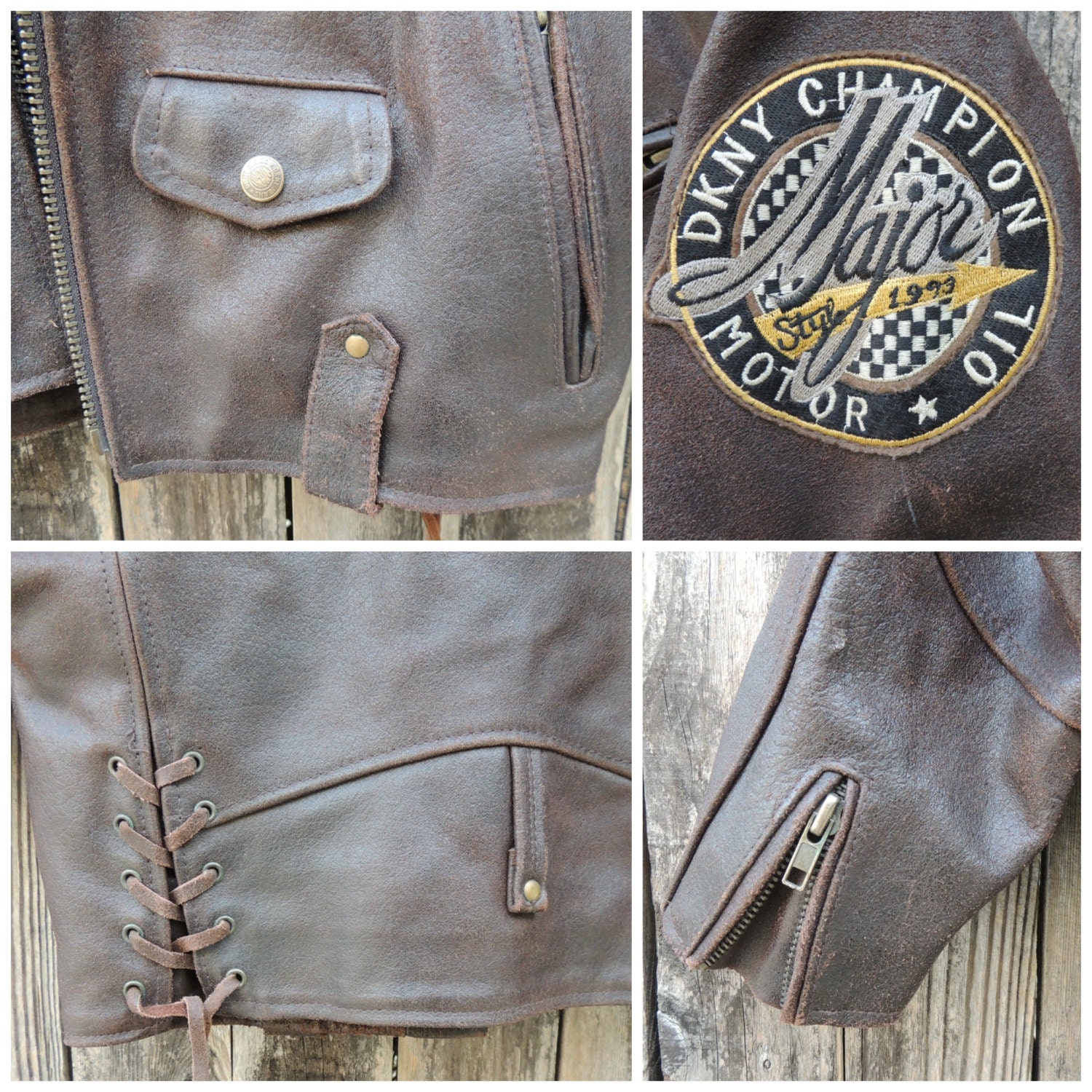 Vintage 90s Leather Jacket // Vtg 1993 DKNY Donna Karan