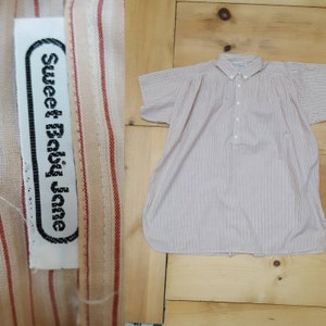 Vintage Sweet Baby Jane Striped Tunic Length Pop Over Shirt