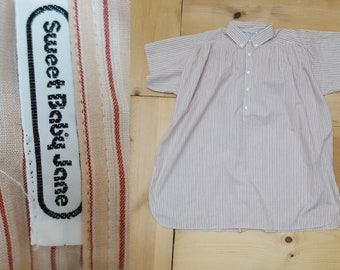Vintage Sweet Baby Jane Striped Tunic Length Pop Over Shirt