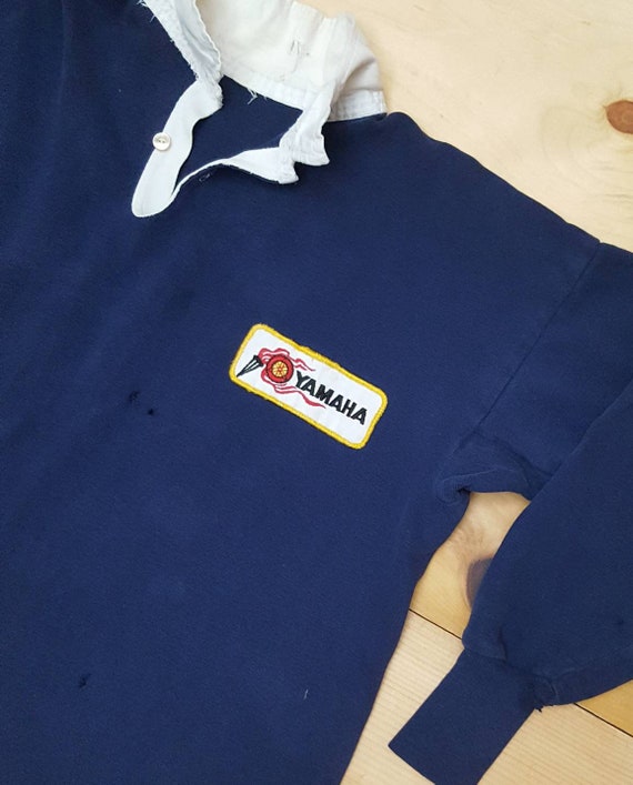 Vintage YAMAHA Distressed Threadbare Rugby Shirt Gem