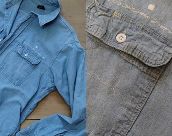 Rara Vintage Apple Spring Developers Conference '88 Chambray Camisa / Todo Algodón Hecho en los EE.UU.