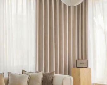 Extra Wide Linen Blackout Curtains: Custom Length, Multiple Hanging Styles