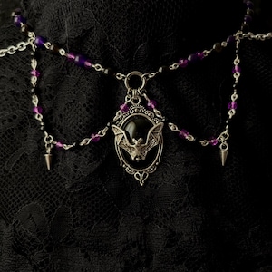 B-Grade | OOAK Gothic Bat Layered Choker, Pendant Necklace, Handmade Vampire Necklace, Unique Gift, Alternative Fashion, Goth Jewelry, Emo