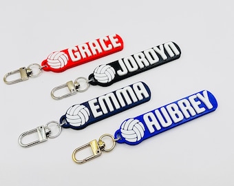 Personalized Volleyball Keychain, Custom Name Tag, Team Gift