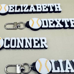 40% OFF BULK Personalized baseball keychain baseball backpack tag sports goodie bag baseball party favor sports gift 3D printed baseball tag