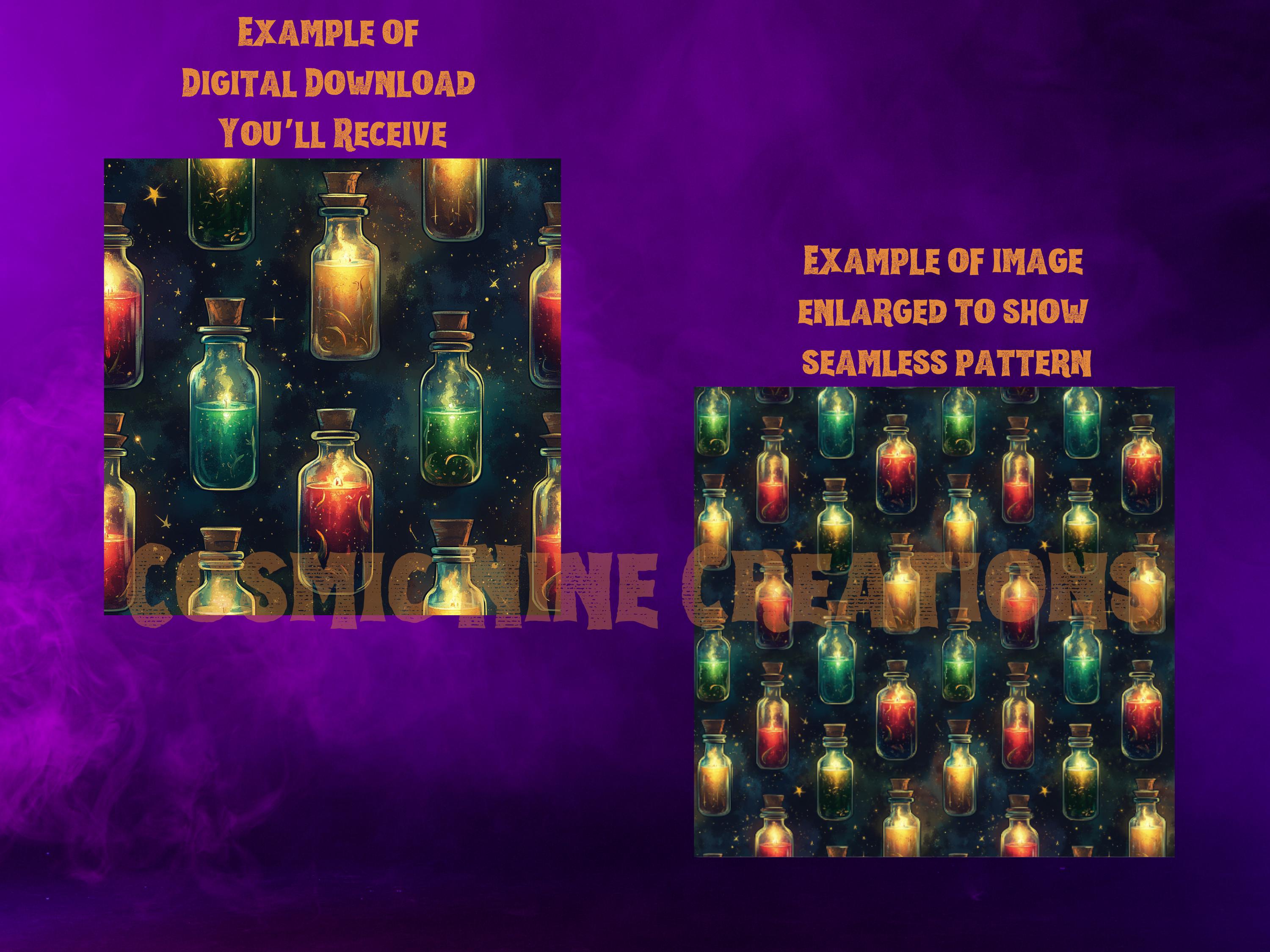 Potion Patterns Witch's Potion Seamless Patterns | 12 X 12 Inch 300 DPI JPG | Halloween ...