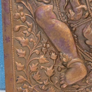 Vintage Copper Tibetan Thangka Wheel of Life, Nepal Art image 3
