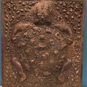Vintage Copper Tibetan Thangka Wheel of Life, Nepal Art image 11