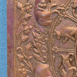 Vintage Copper Tibetan Thangka Wheel of Life, Nepal Art image 2