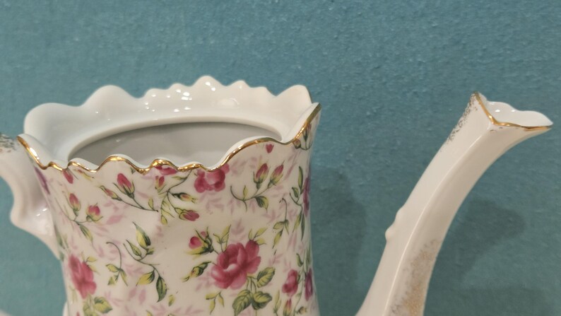 Vintage Lefton China Coffee Pot Set, Rose Chintz, Gold Trim - Etsy