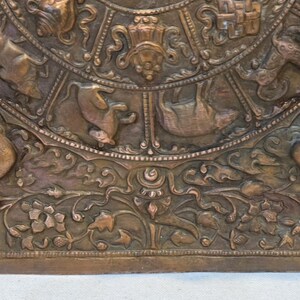 Vintage Copper Tibetan Thangka Wheel of Life, Nepal Art image 8