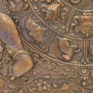 Vintage Copper Tibetan Thangka Wheel of Life, Nepal Art image 4
