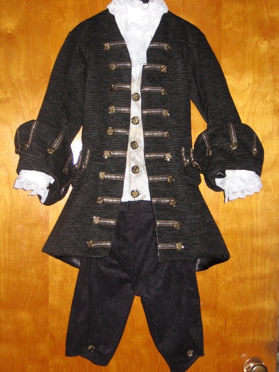 Custom Made Child or Teen guy or girl 4 piece pirate Captain Jack Sparrow frock Coat, shirt, vest and breeches costume