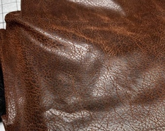 Mid Brown Tan Soft Faux Vegan PU Leather by The Yard Synthetic Pleather 0.9 mm Nappa Yards 36 inch Wide x 52 inch Soft Smooth Vinyl Upholstery 36x54 Mid Brown, 1 Yard 