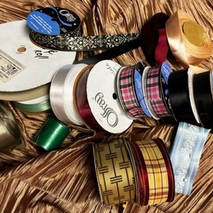 BULK Lot Pretty mix of various size ribbons for sewing crafting costuming bows wreaths floral