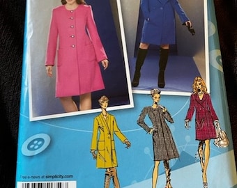 UNCUT Simplicity 1759 Project Runway coat with front variations misses size 4 6 8 10 12 Sewing Pattern