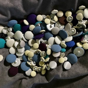 BULK Mixed Lot fabric covered buttons -Amazing Deal!! Great for crafts jewelry church dollmaking bridal and sewing
