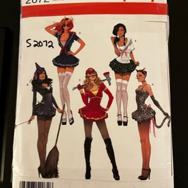 UNCUT Simplicity 2072 sexy sailor firefighter leopard witch short dress misses size 6 8 10 12 14 Costume Sewing Pattern