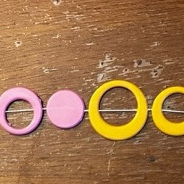 6 1/2 yard piece Remnant Yellow and pink plastic circles trim for crafting decorating costuming bridal