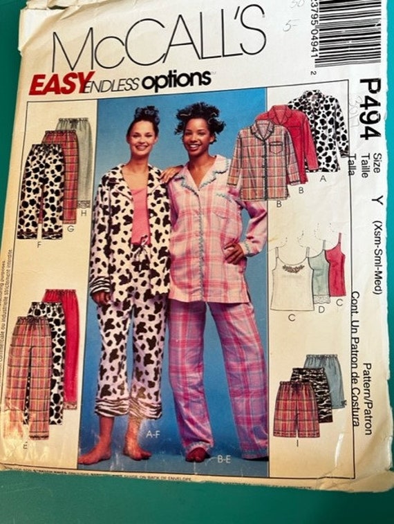 UNCUT Vintage Mccalls 3017 Misses Pajamas Top Cami Shorts and