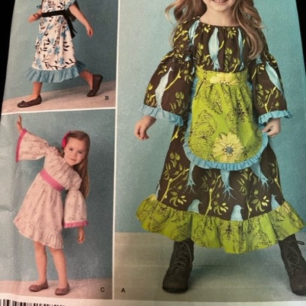 Used Simplicity 1595 Boho dress children's clothes costume girl sizes 1/2 1 2 3 Sewing Pattern