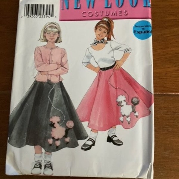 UNCUT Simplicity NEW LOOK 0604  poodle skirt girls tween child size 7 8 10 12 14 costume Sewing Pattern