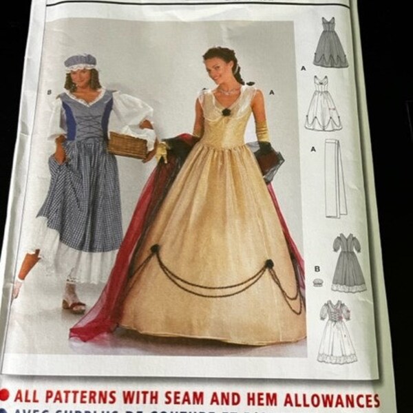 UNCUT Burda 2479 Colonial Southern Belle Empress Washerwoman Maid dress gown bonnet Costume misses sizes 10 12 14 16 18 20 Sewing Pattern