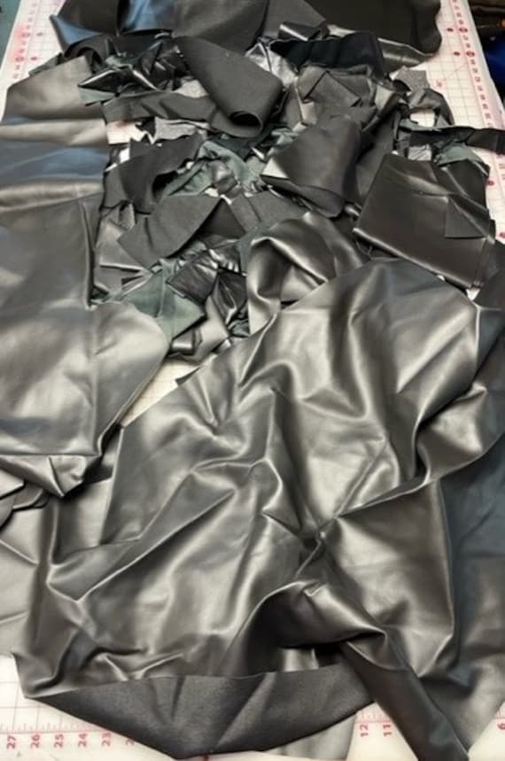 HUGE Bulk Lot 7 lbs. black faux leather scraps for crafts church jewelry  accessories