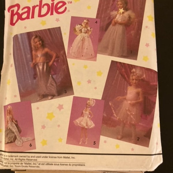 UNCUT Simplicity Barbie Princess Fairy Mermaid dress gown tutu with matching doll outfits child sizes 3 4 5 6 7 8 Costume Sewing Pattern