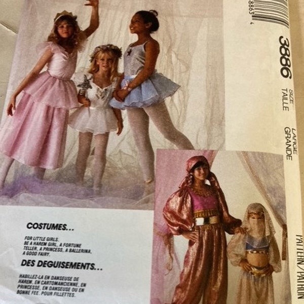 UNCUT McCalls 3886 Ballerina Body suit bodice top briefs genie harem girl fortune teller costume child size 6-8 Sewing Pattern